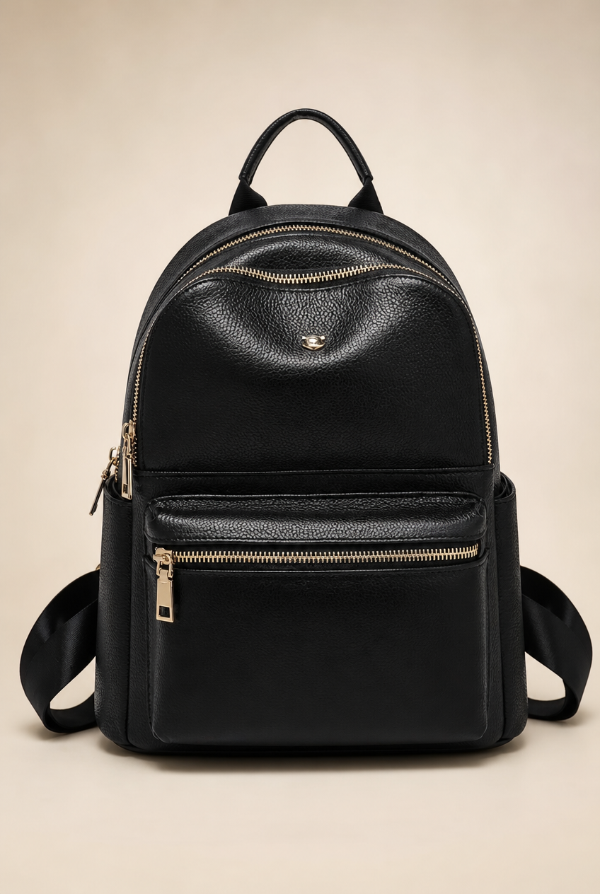 Foxer Cache Leather Backpack - front view