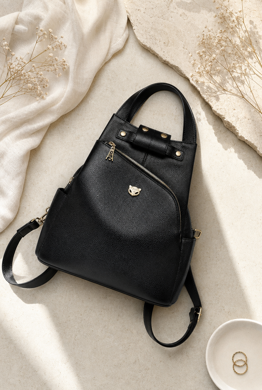 Foxer Vantage Leather Backpack - side view