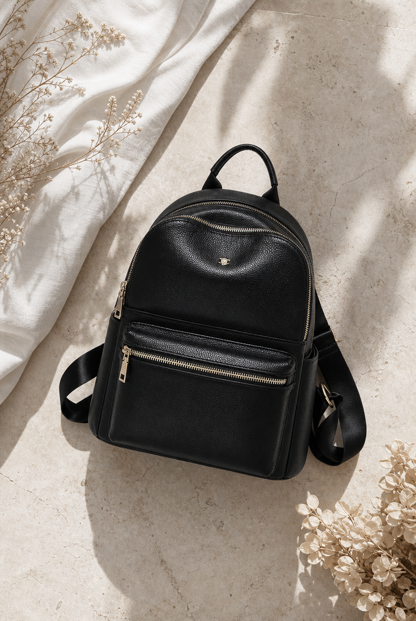 Foxer Cache Leather Backpack - interior view