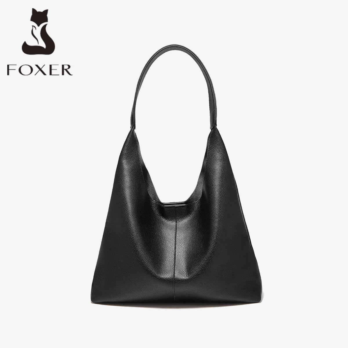 Bolsa de Ombro Feminina FOXER Minimalista em Couro Rachado 2026 Nova Bolsa Hobo Casual Sólida Feminina Bolsa Tote Diária Feminina