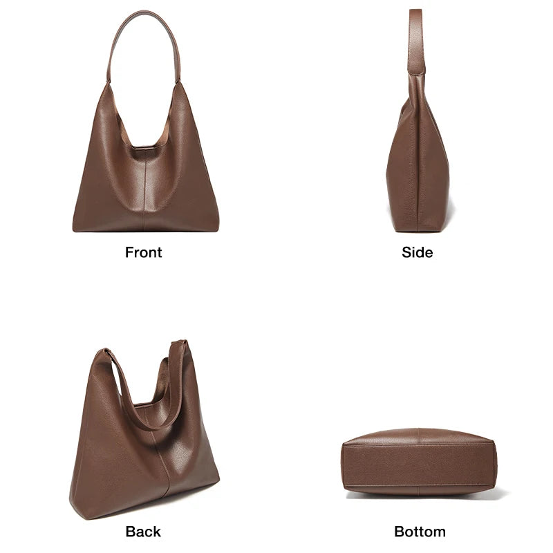 Bolsa de Ombro Feminina FOXER Minimalista em Couro Rachado 2026 Nova Bolsa Hobo Casual Sólida Feminina Bolsa Tote Diária Feminina
