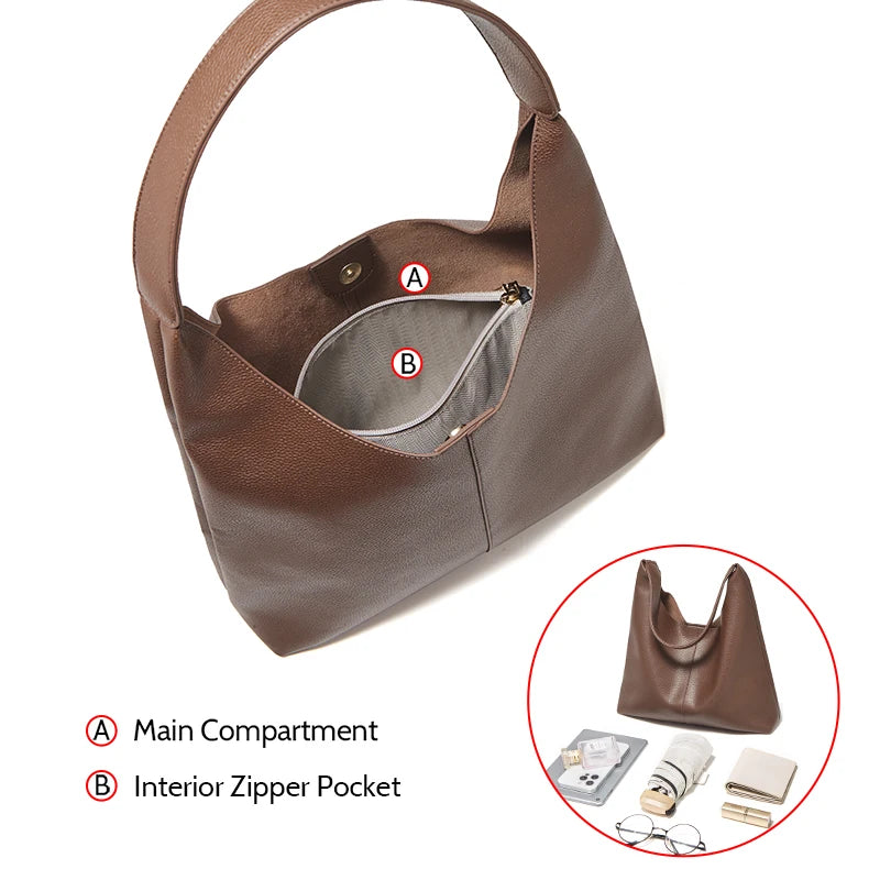 Bolsa de Ombro Feminina FOXER Minimalista em Couro Rachado 2026 Nova Bolsa Hobo Casual Sólida Feminina Bolsa Tote Diária Feminina
